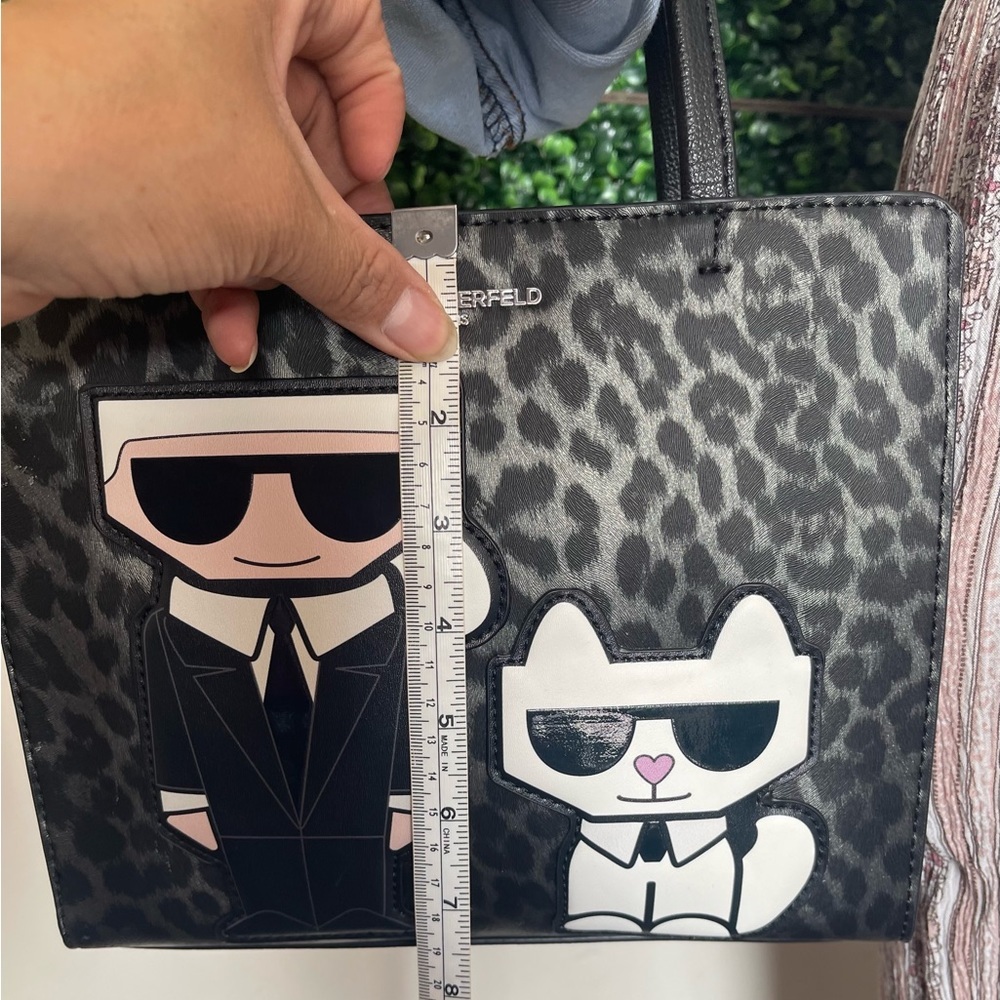 Karl Lagerfeld Paris Mini Tote Leopard Crossbody – Black/Grey - Picture 11 of 12